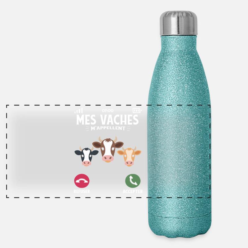 My cows call me farmer and breeding humor Panoramic Glitter Thermal Bottle 500 ml