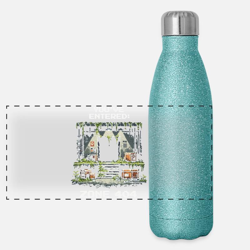 Zone 404 Discovered | Location not found - Humor Panoramic Glitter Thermal Bottle 500 ml