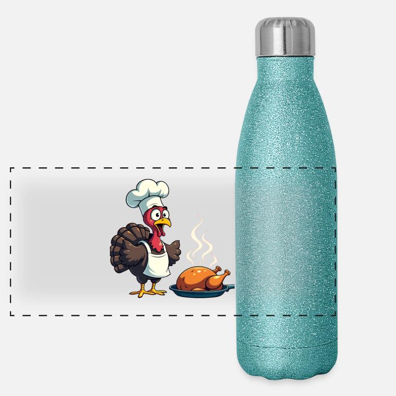 Thanksgiving Truthahn Koch Panorama Glitzer Isolierflasche 500 ml