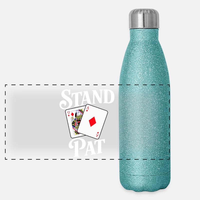 Stand Pat Kartendesign mit Ass & Dame Panorama Glitzer Isolierflasche 500 ml