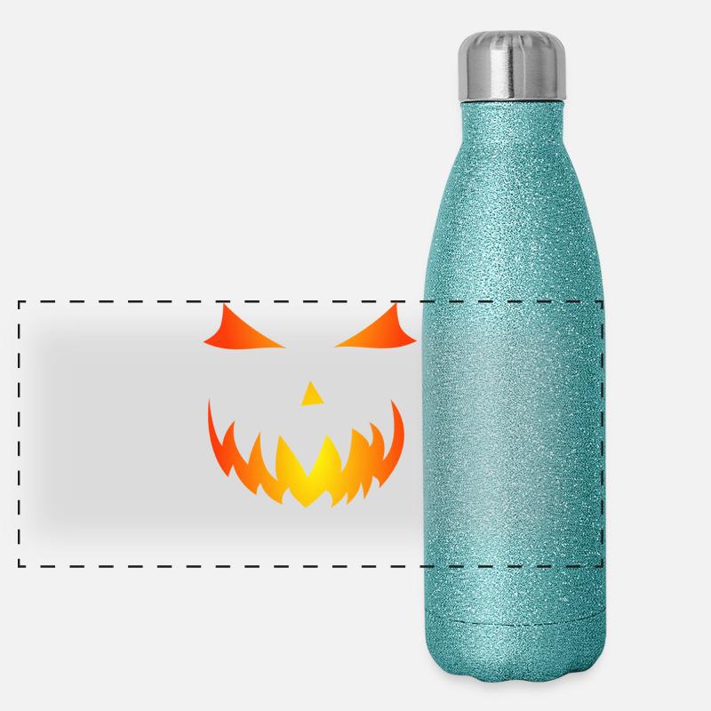 Flame Gourd Halloween Motif Pumpkin Face Ghost Panoramic Glitter Thermal Bottle 500 ml