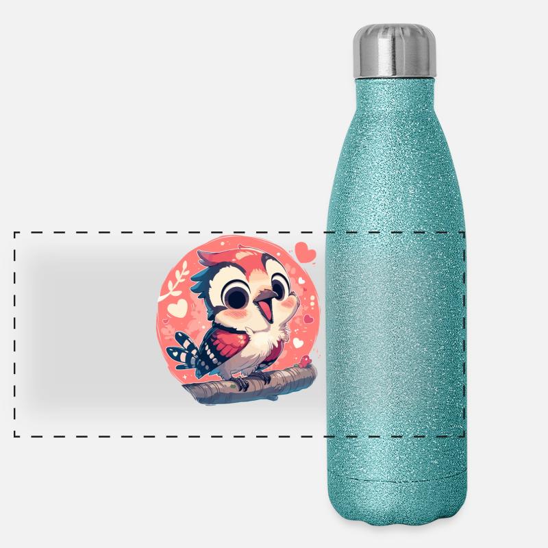 Spechte Specht Panorama Glitzer Isolierflasche 500 ml