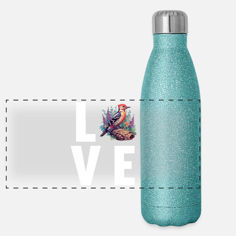 Spechte Specht Panorama Glitzer Isolierflasche 500 ml