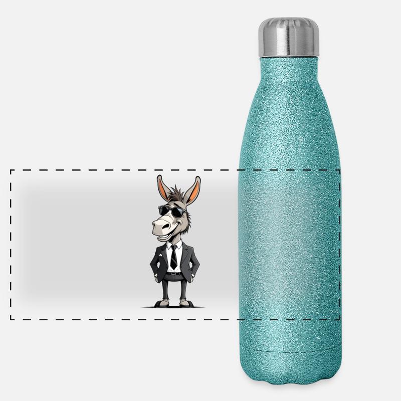 Suit Wearer Donkey Panoramic Glitter Thermal Bottle 500 ml