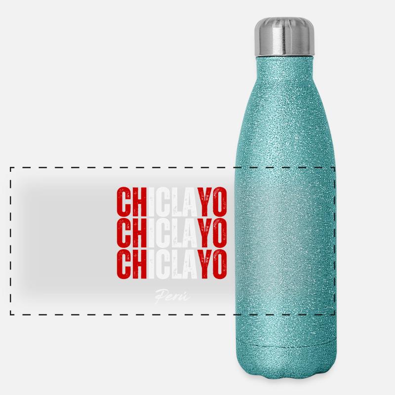 Chiclayo Peru, Peruvian pride Panoramic Glitter Thermal Bottle 500 ml