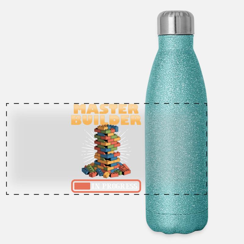 Building Blocks Kids Brick Builder - Panorama Glitzer Isolierflasche 500 ml - Blau Glitzer