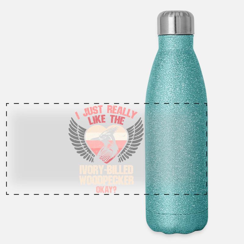 Elfenbein Specht Vogelbeobachter Panorama Glitzer Isolierflasche 500 ml