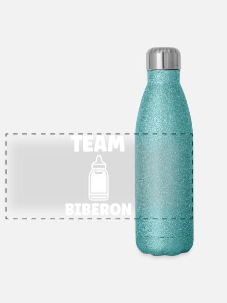 Team Flasche - Panorama Glitzer Isolierflasche 500 ml - Blau Glitzer