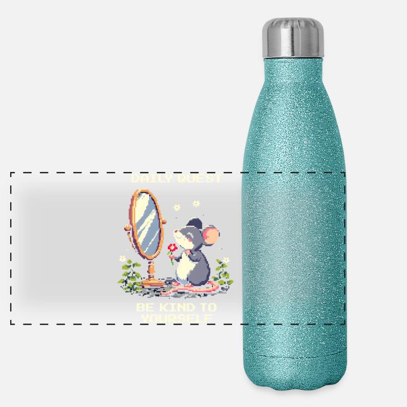 Tagesquest: Sei gut zu dir | Selbstliebe, Mindset Panorama Glitzer Isolierflasche 500 ml