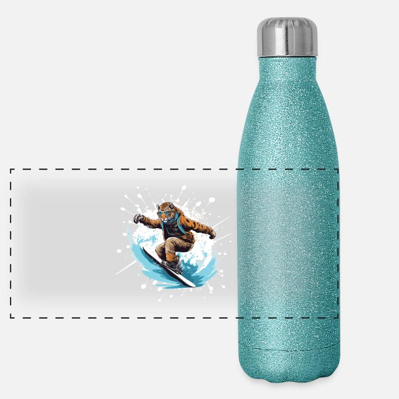Planche à neige guépard Gourde isotherme panoramique pailletée 500 ml