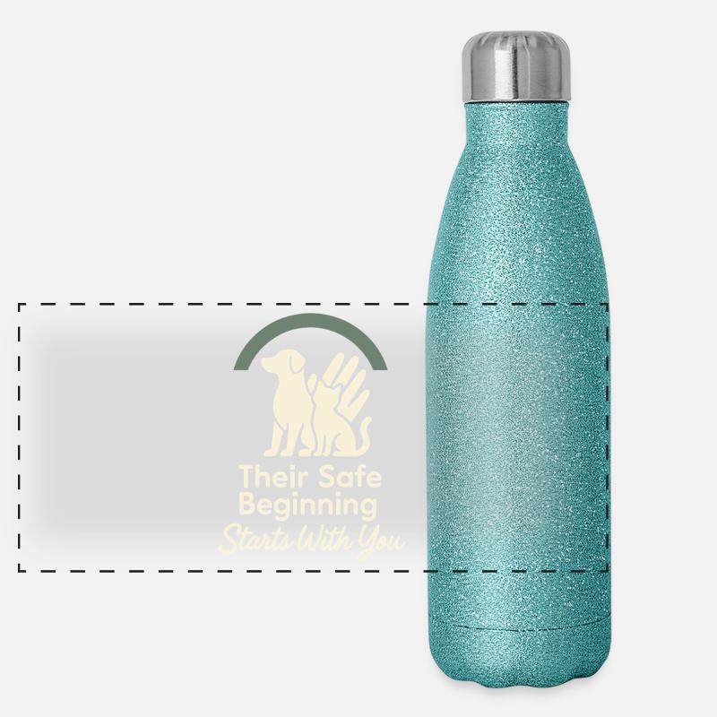 Tierheimmitarbeiter, Tierrettungs-freiwilliger Panorama Glitzer Isolierflasche 500 ml
