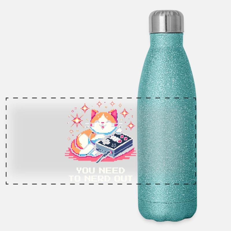 You Need to Freak Out Nerdy | Nerd, Cat, Arcade Panoramic Glitter Thermal Bottle 500 ml