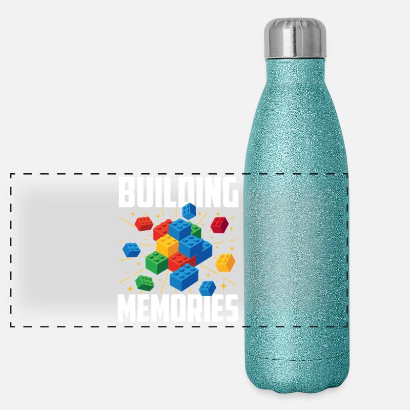 Construire des souvenirs Constructeur de briques Bâtiment en bloc Gourde isotherme panoramique pailletée 500 ml