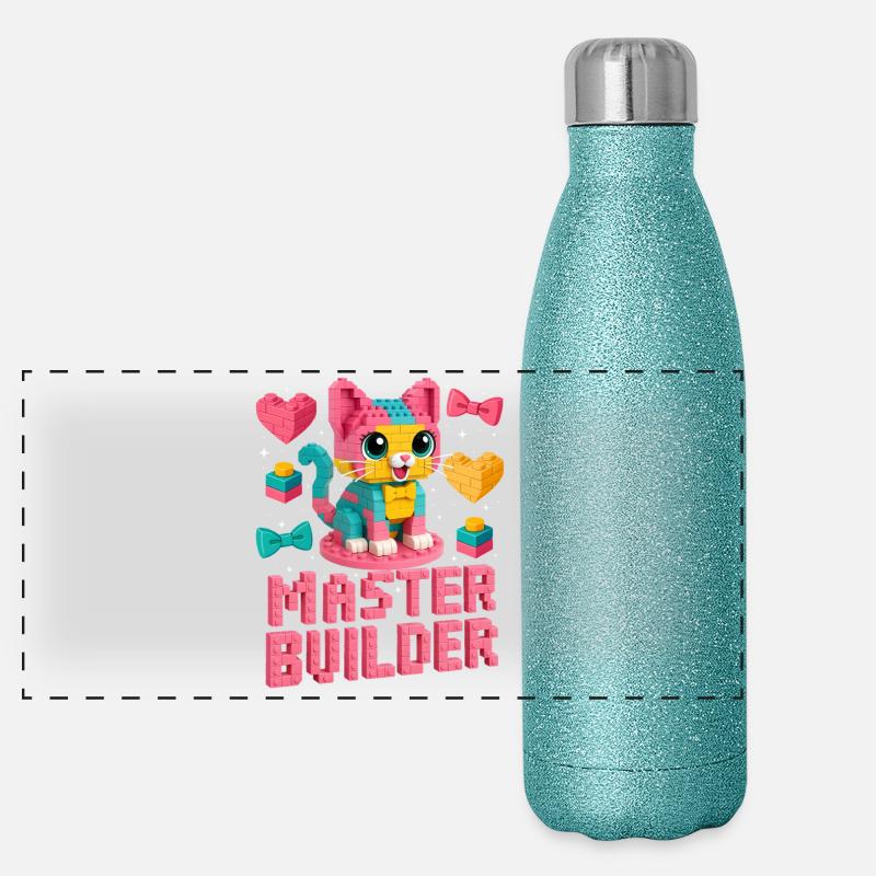 Master Builder Creative Brick Lover Block Building Panoramic Glitter Thermal Bottle 500 ml