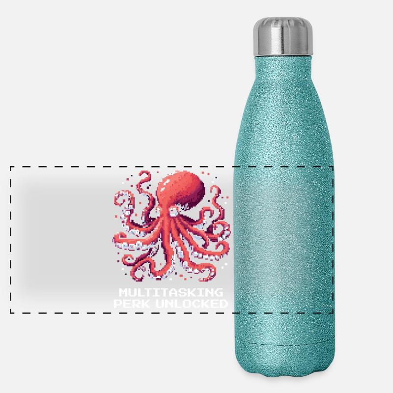 Multitasking-Fähigkeit Freigeschaltet | Oktopus  Panorama Glitzer Isolierflasche 500 ml