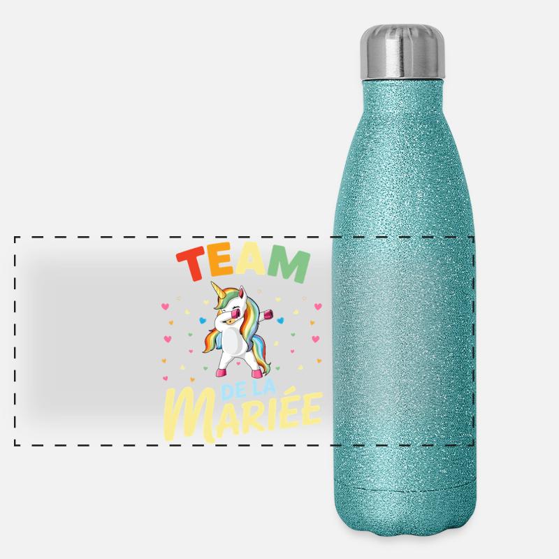 Team de la Mariée Licorne Dabbing EVJF Humour Gourde isotherme panoramique pailletée 500 ml
