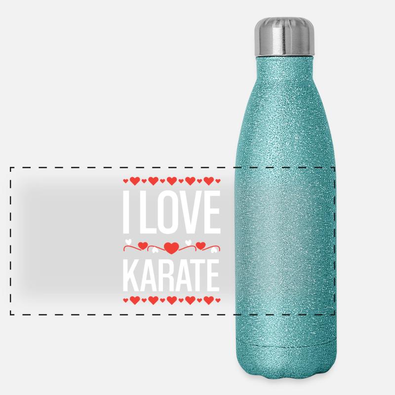 J’adore le design de cœur de karaté Gourde isotherme panoramique pailletée 500 ml
