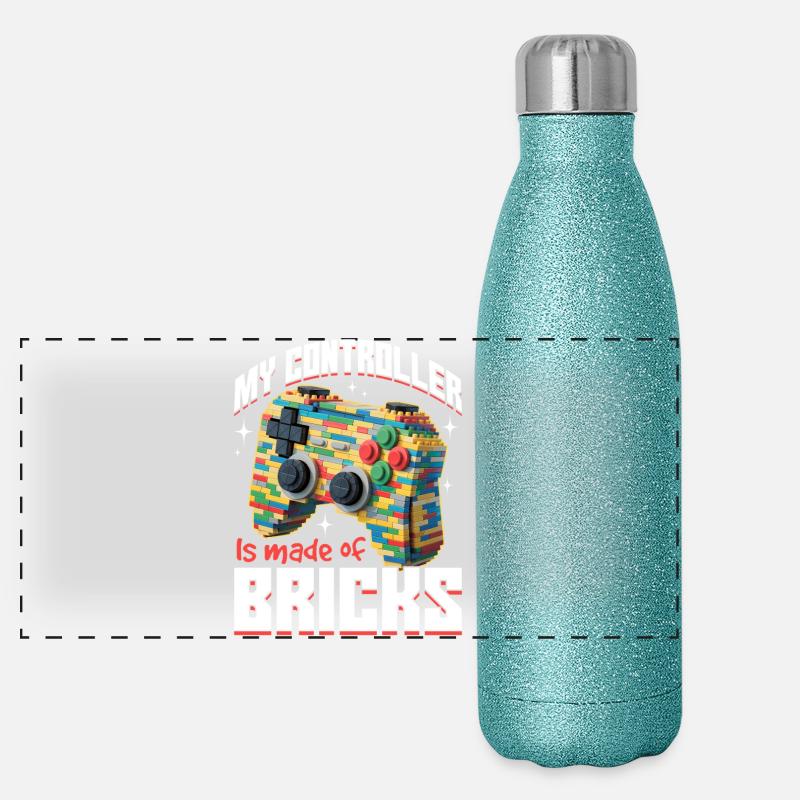 Blocs de construction Gamer Gaming Brick Builder Gourde isotherme panoramique pailletée 500 ml