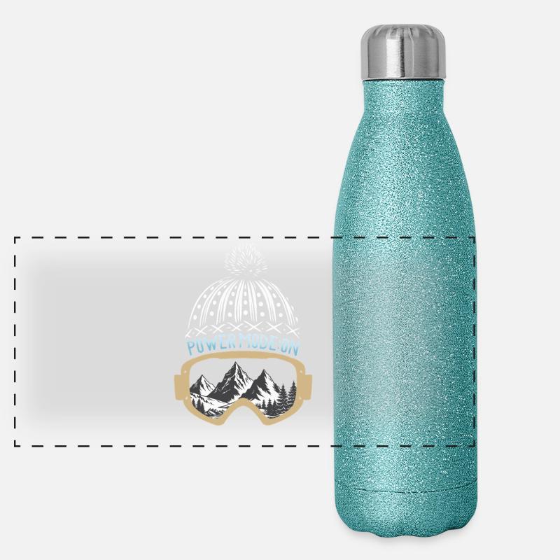 Powder Mode: ON – Ski & Snowboard Design Panorama Glitzer Isolierflasche 500 ml