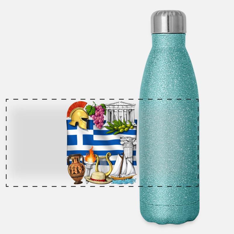Griechisches Erbe Panorama Glitzer Isolierflasche 500 ml