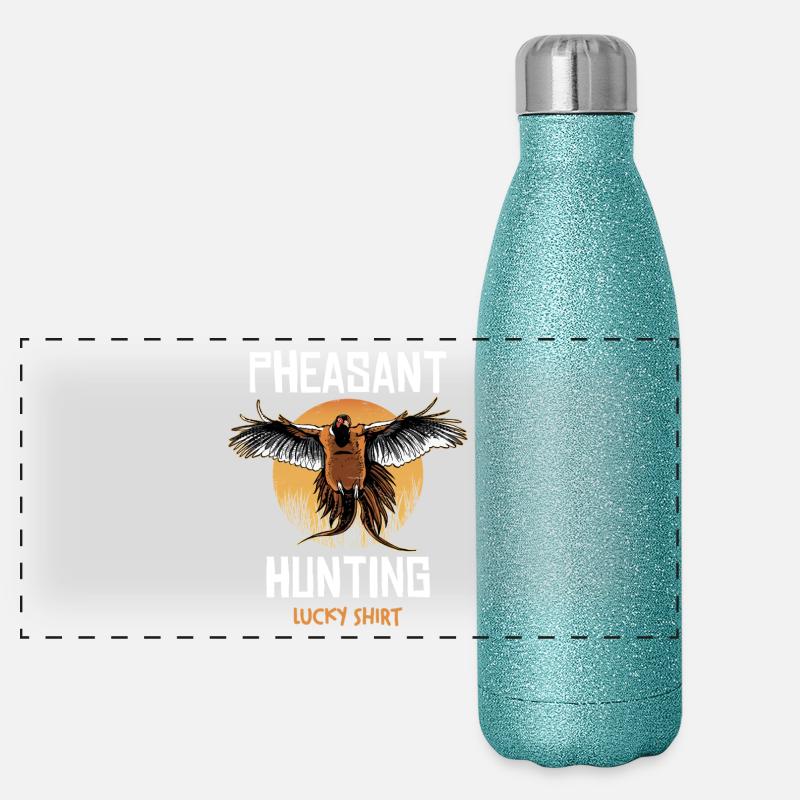 Pheasant Jagd Sonnenaufgang Panorama Glitzer Isolierflasche 500 ml