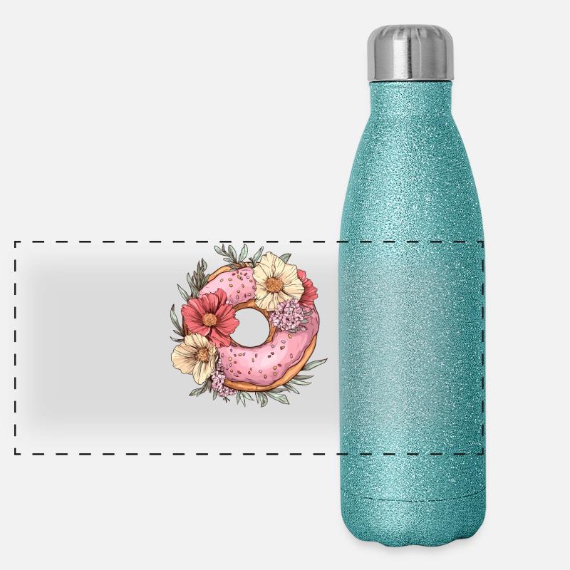 Pink Blossom Donut Panoramic Glitter Thermal Bottle 500 ml