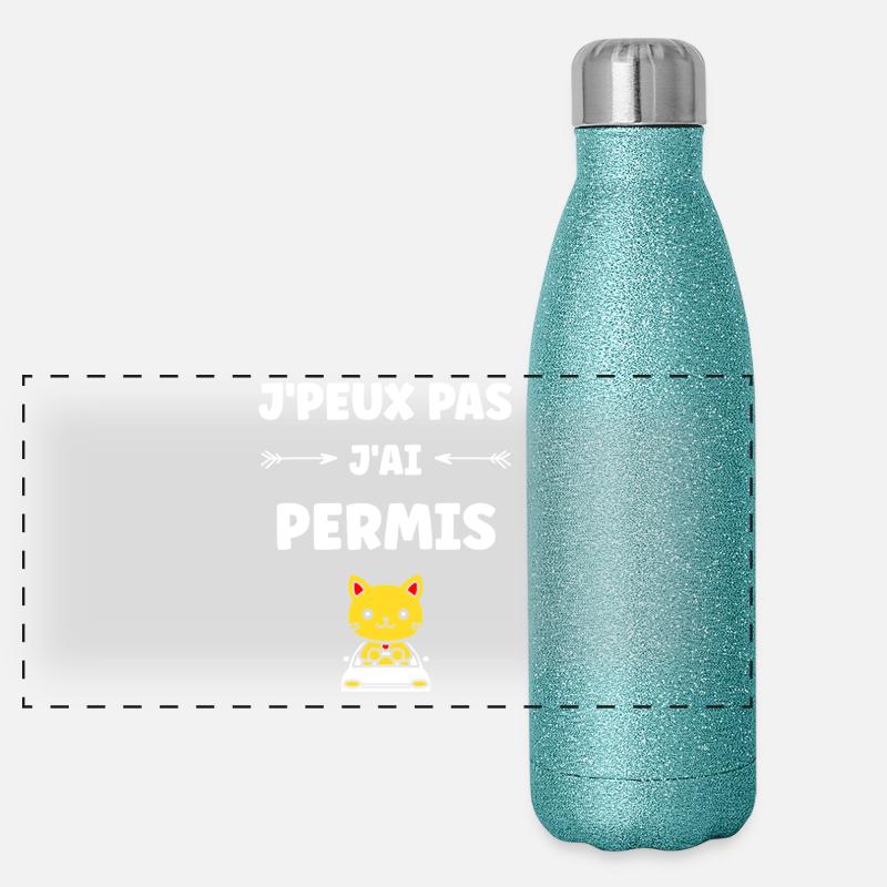 Junger Fahrer, Junger Fahrer, Führerschein Panorama Glitzer Isolierflasche 500 ml