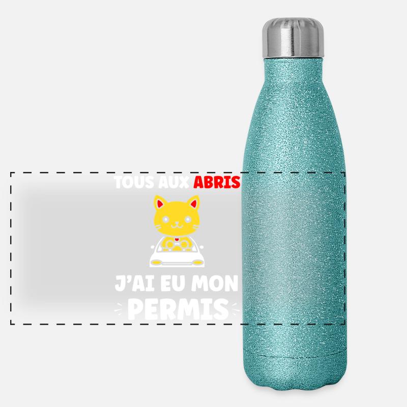 Young Driver, Young Driver, Driver's License Panoramic Glitter Thermal Bottle 500 ml