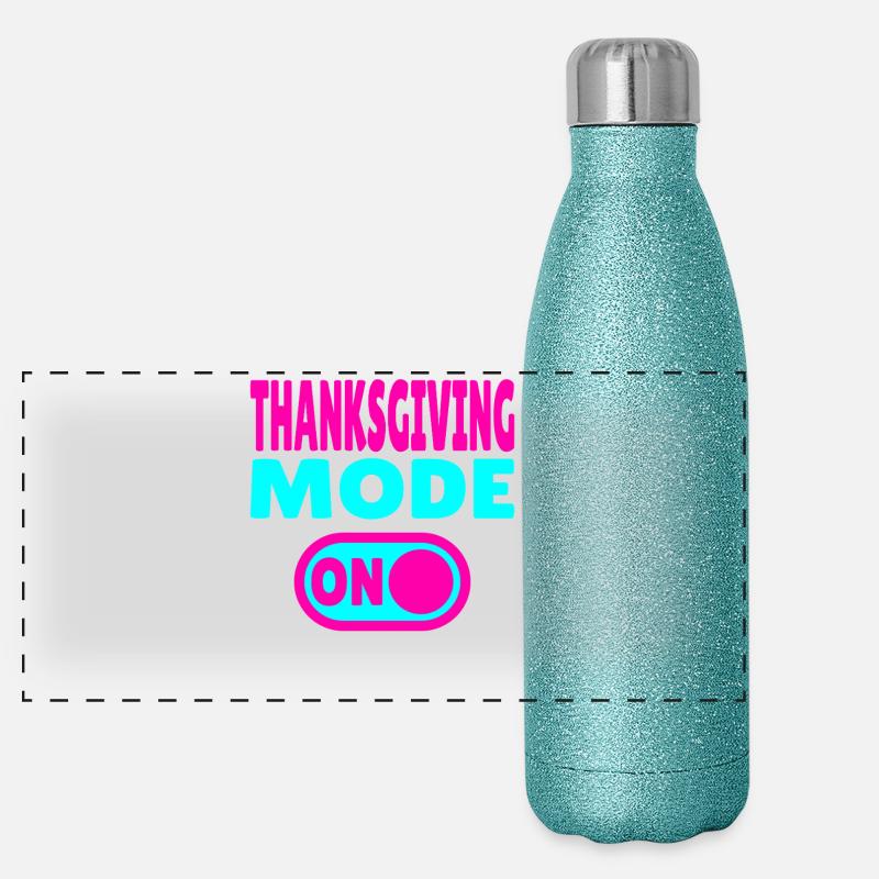 Thanksgiving Mode ON Panorama Glitzer Isolierflasche 500 ml