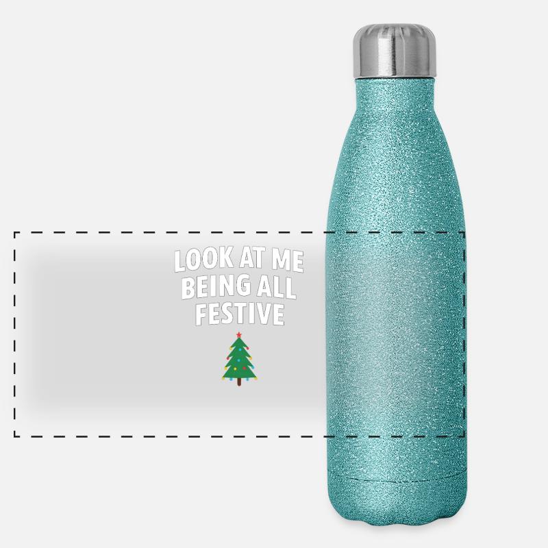 Look At Me Being All Festive, Christmas Tree  Panoramic Glitter Thermal Bottle 500 ml