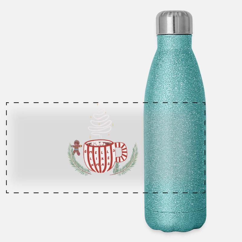 Ça sent comme une tasse de Noël Gourde isotherme panoramique pailletée 500 ml