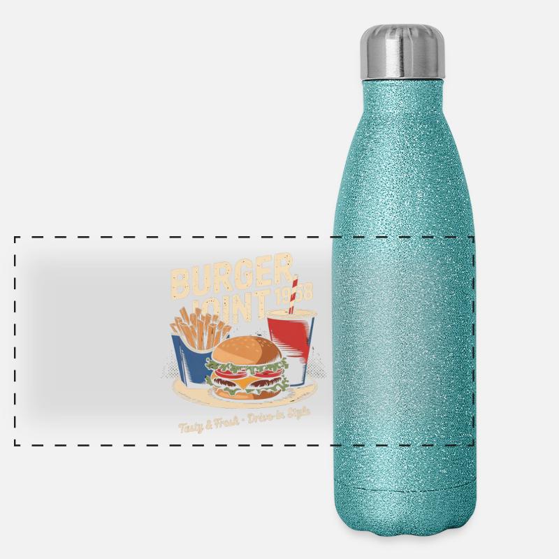 Vintage Diner Advertising Panoramic Glitter Thermal Bottle 500 ml