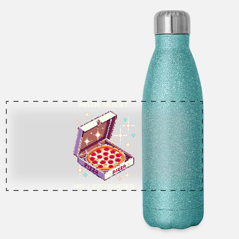 Quête principale : Pas de restes | Pizza RPG Humour Gourde isotherme panoramique pailletée 500 ml