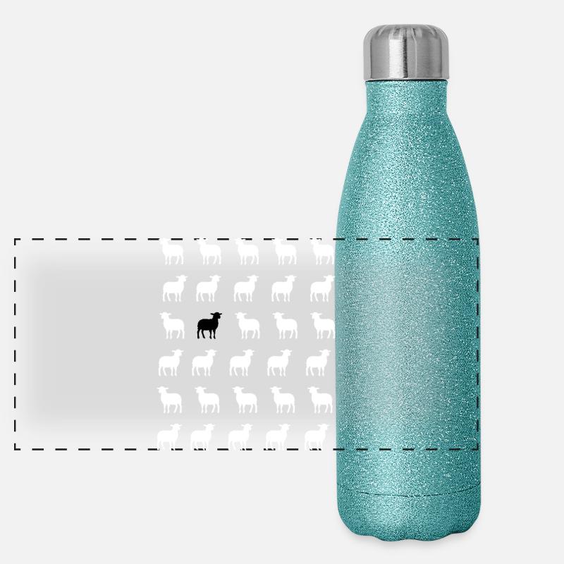 White and black sheep Panoramic Glitter Thermal Bottle 500 ml