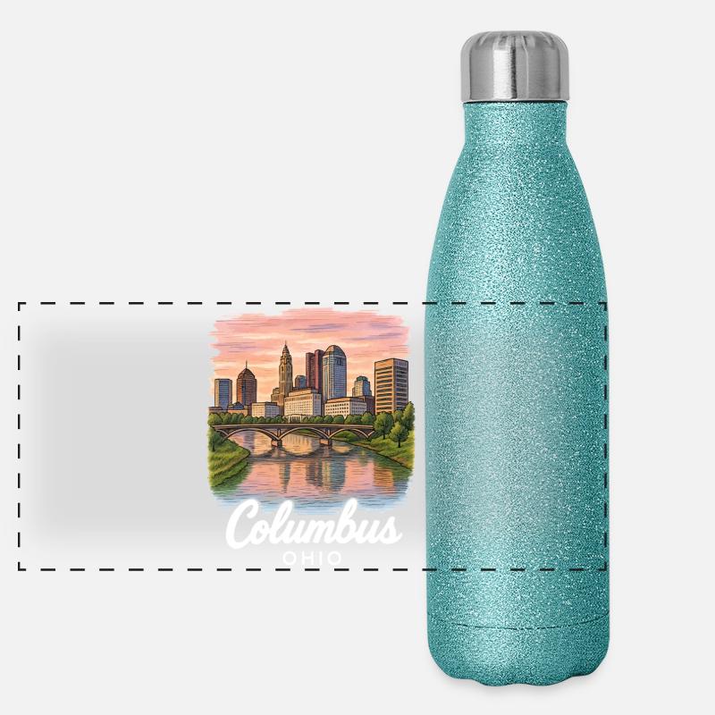 Columbus Ohio Panorama Glitzer Isolierflasche 500 ml