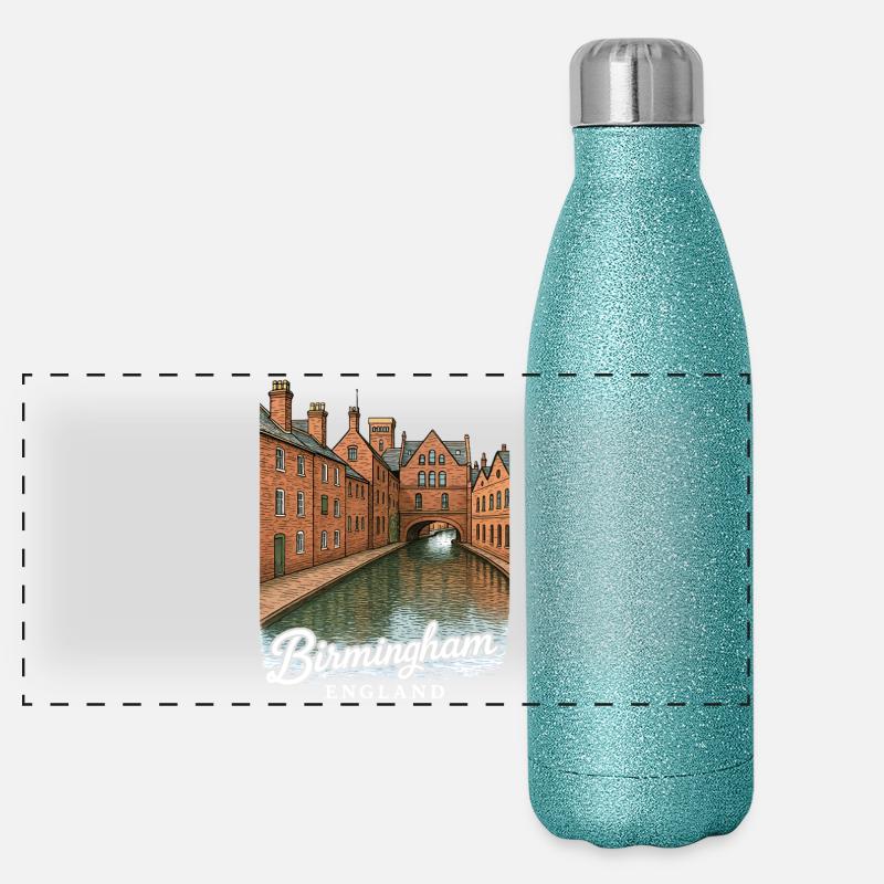 Birmingham, England Panoramic Glitter Thermal Bottle 500 ml