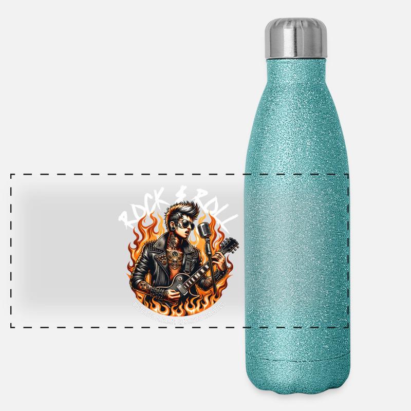 Rock and Roll Always and Forever Rockabilly 2025 Panorama Glitzer Isolierflasche 500 ml