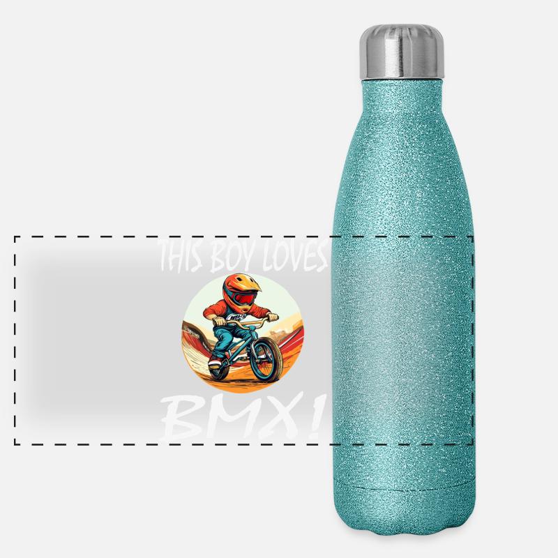 Un garçon adore le BMX Gourde isotherme panoramique pailletée 500 ml