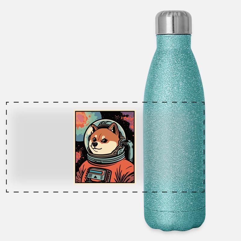 Astronaute de Space Shiba Gourde isotherme panoramique pailletée 500 ml