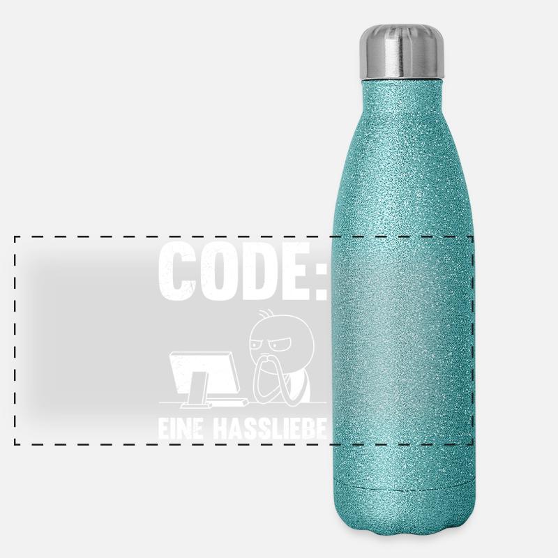 Coder CODE EINE HASSLIEBE LUSTIG Panorama Glitzer Isolierflasche 500 ml
