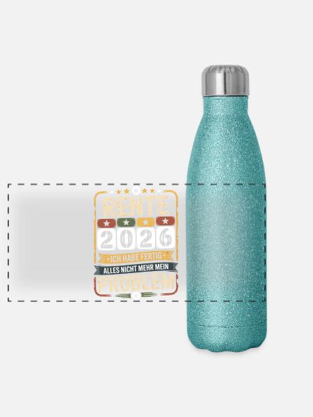 Rente 2026 – Endlich Ruhe - Panorama Glitzer Isolierflasche 500 ml - Blau Glitzer