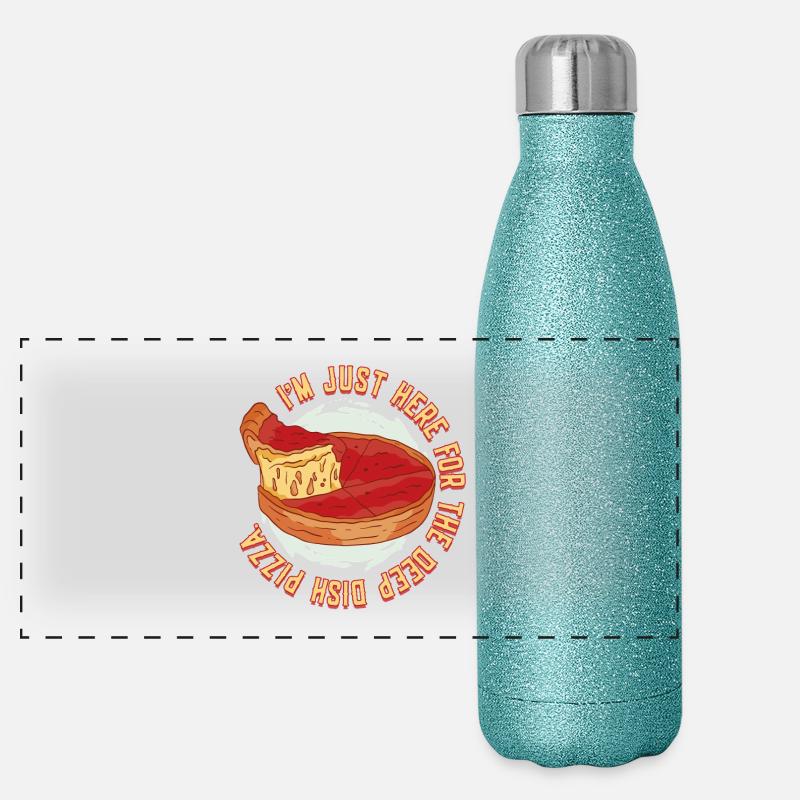 Deep Dish Pizza Chicargo Panoramic Glitter Thermal Bottle 500 ml