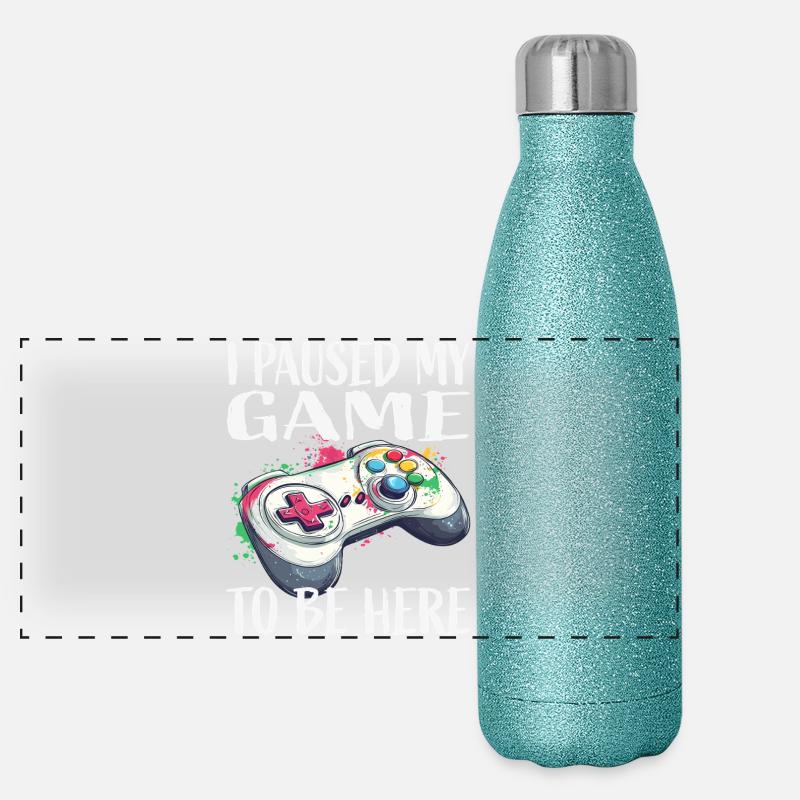 J’ai mis ma manette en pause Gourde isotherme panoramique pailletée 500 ml