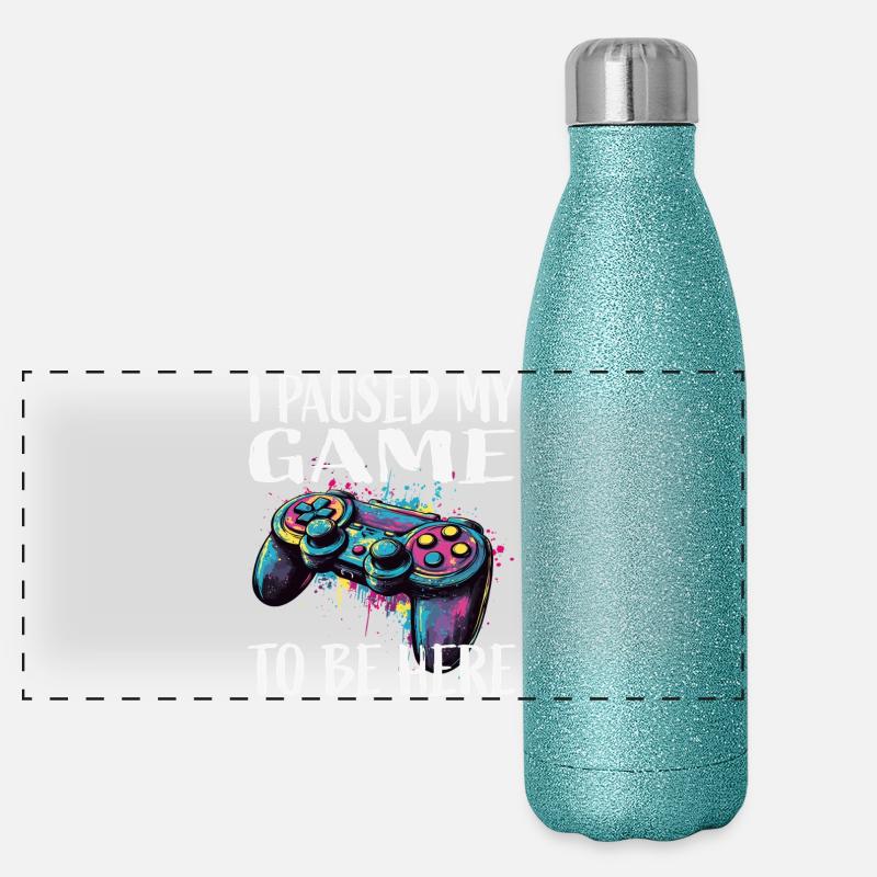 Ich hab mein Spiel pausiert – Controller Kunst Panorama Glitzer Isolierflasche 500 ml