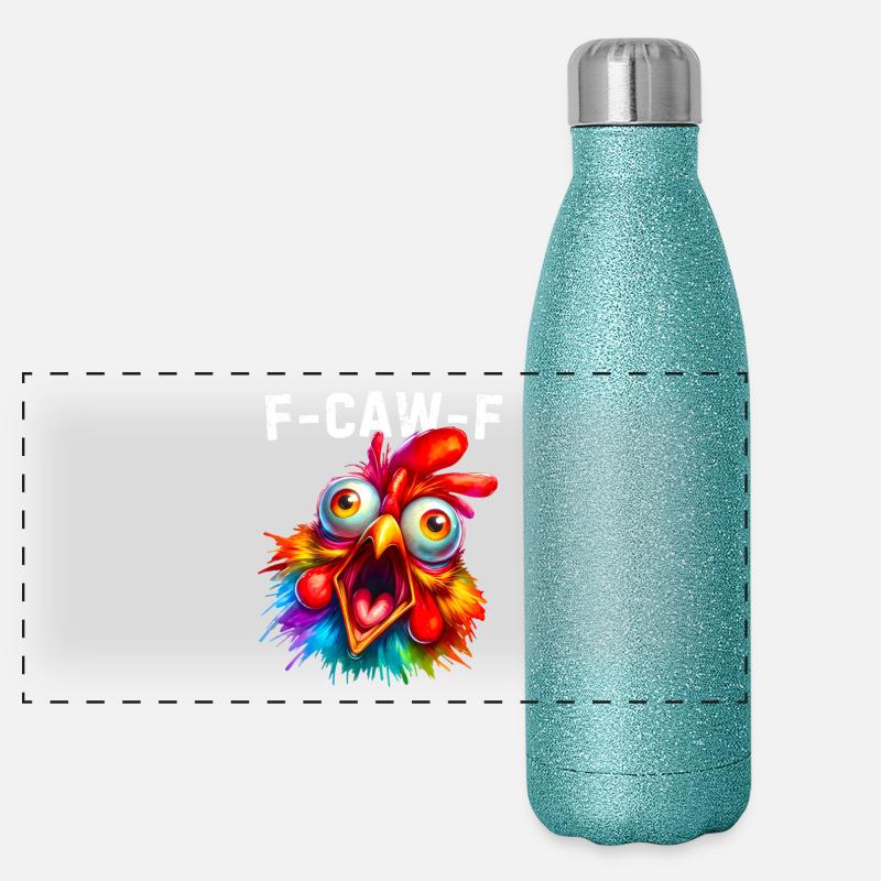 F-Caw-F Funny Chicken Humor Panoramic Glitter Thermal Bottle 500 ml