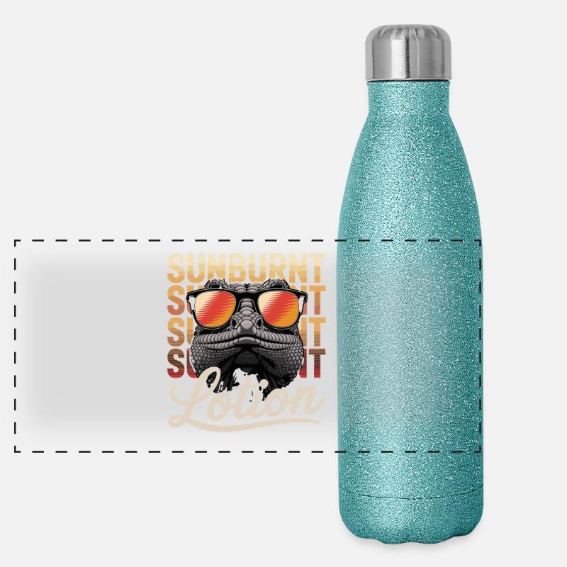 Sunscreen Funny Sunburn Lizards Design Panoramic Glitter Thermal Bottle 500 ml