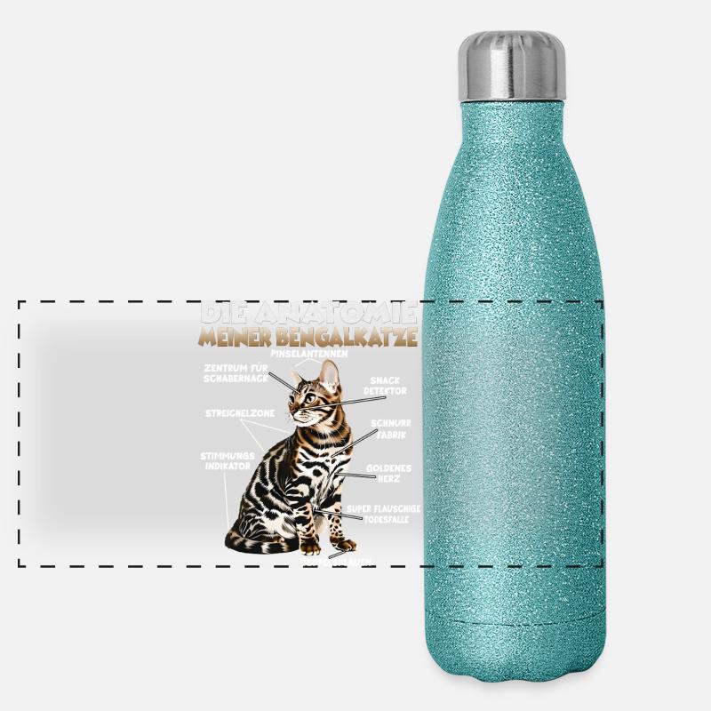 Bengali T | Propriétaire de chats Bengal Chats Bengal Gourde isotherme panoramique pailletée 500 ml