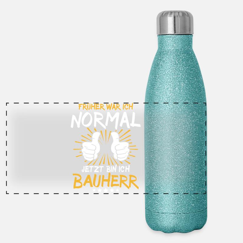 Bauherr Spruch Panorama Glitzer Isolierflasche 500 ml