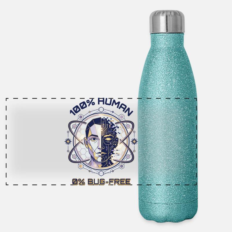 Human Glitch Code Panoramic Glitter Thermal Bottle 500 ml