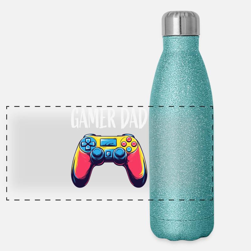 Gamer Dad Neon Controller Panorama Glitzer Isolierflasche 500 ml